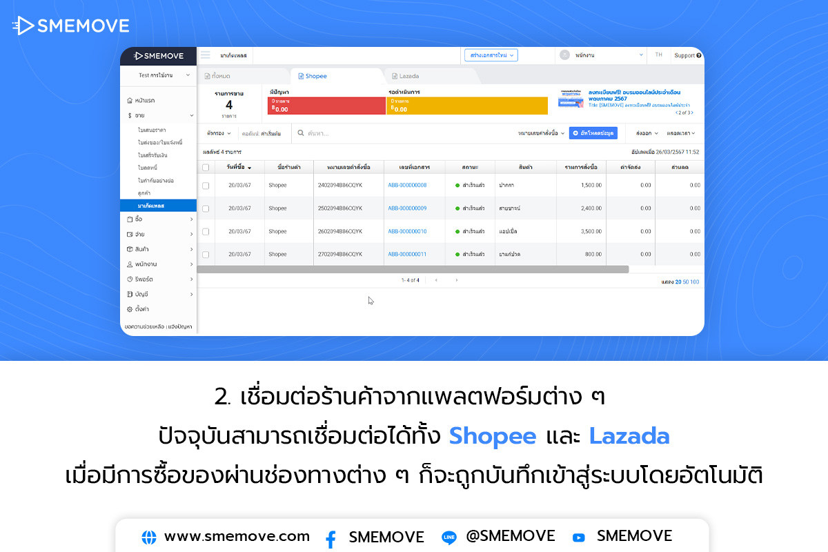 ขั้นตอนการใช้งานฟีเจอร์ใหม่ เชื่อมต่อ API ใน SMEMOVE 