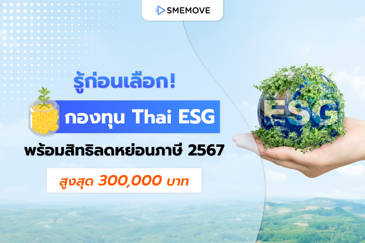 กองทุน Thai ESG พร้อมสิทธิลดหย่อนภาษี 2567 สูงสุด 300,000 บาท